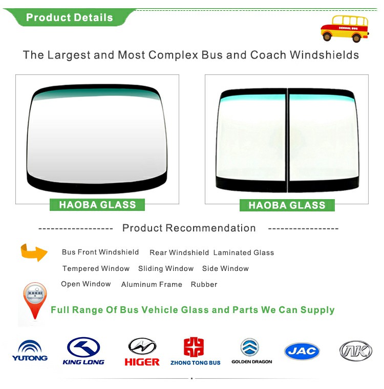 Laminated Tempered Bus Glass Bus Windshield Side Window Glass for